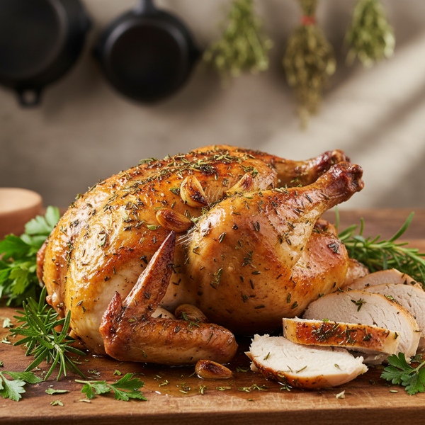 Herb-Infused Rotisserie Chicken with Garlic and Fresh Herbs recipe
