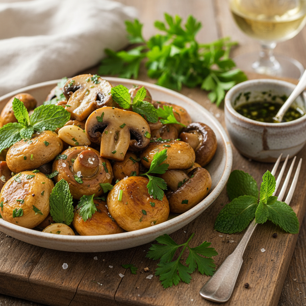 Herb-Infused Sautéed Mushrooms with Mint & Parsley recipe