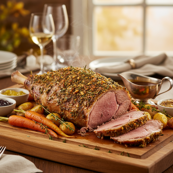 Herb-Infused Slow Roast Lamb Leg recipe