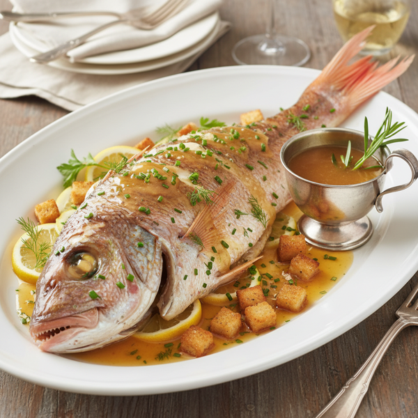 Herb-Infused Steamed Red Snapper with Brandy Butter recipe