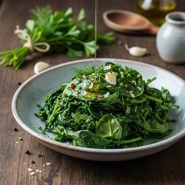 Herb-Infused Steamed Spinach Delight recipe