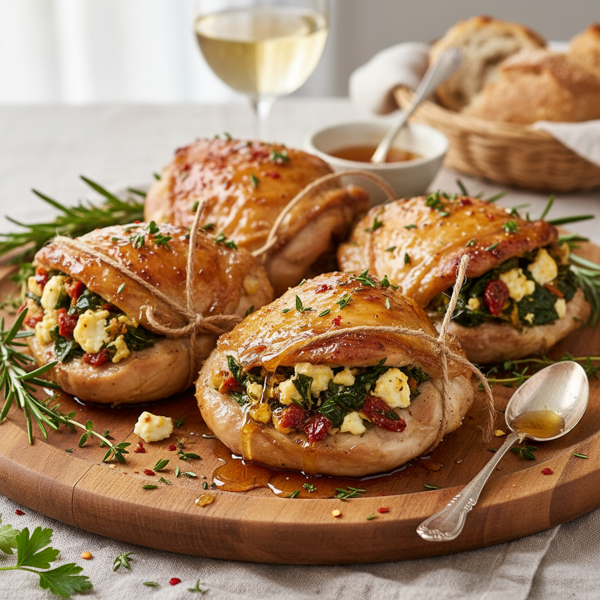 Herb-Infused Stuffed Chicken Thighs with Honey Glaze recipe