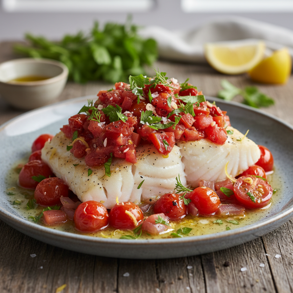 Herb-Infused Tomato-Topped Cod recipe