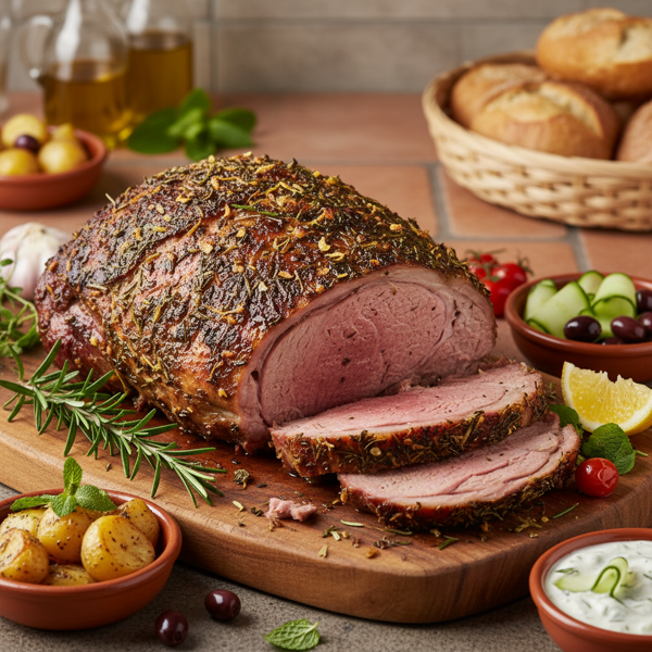 Herb-Marinated Boneless Greek Leg of Lamb recipe