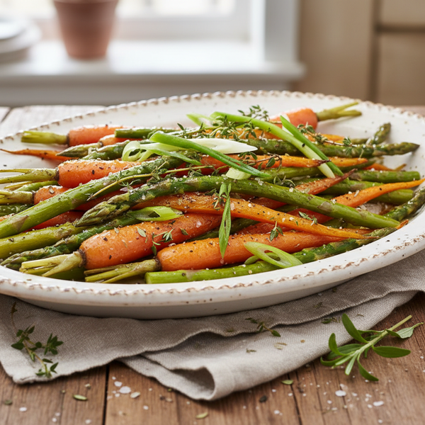 Herb-Roasted Asparagus and Carrots with Scallions recipe