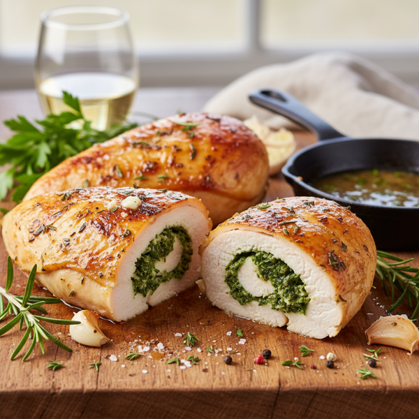 Herb-Stuffed Chicken Breasts with Crispy Skin recipe