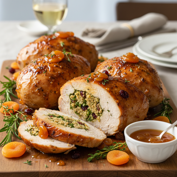 Herb-Stuffed Turkey Breasts with Apricot Glaze recipe