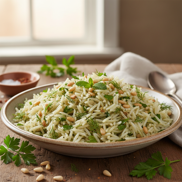 Herbed Basmati Rice with Toasted Pine Nuts recipe