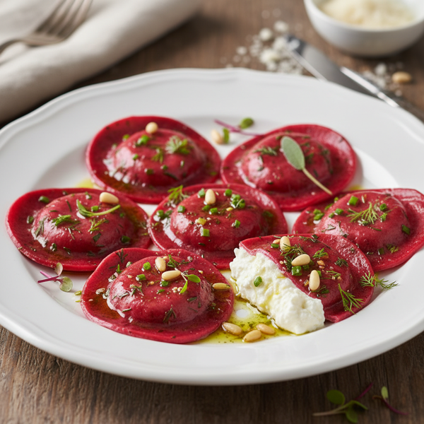 Herbed Beet Ravioli with Creamy Filling recipe