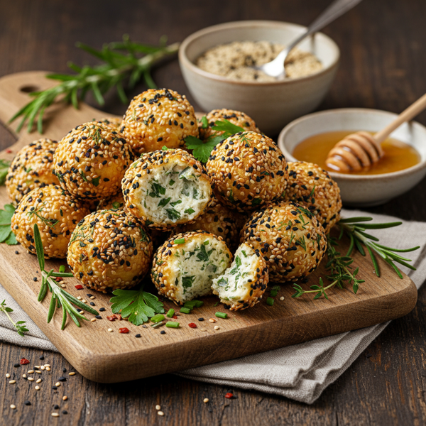 Herbed Cheese Balls with Toasted Sesame recipe