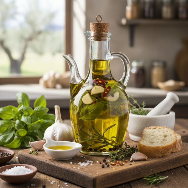 Herbed Garlic Basil Infused Olive Oil recipe
