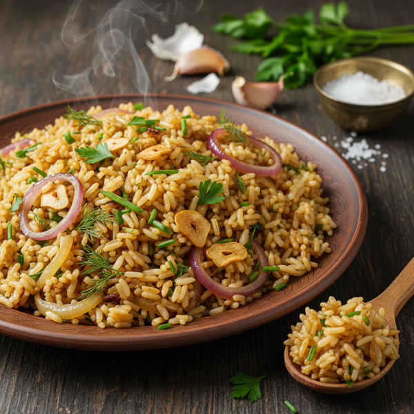 Herbed Garlic Onion Rice Delight recipe