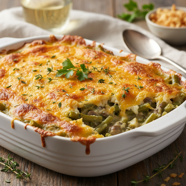 Herbed Green Bean Casserole with Cheddar Crust recipe