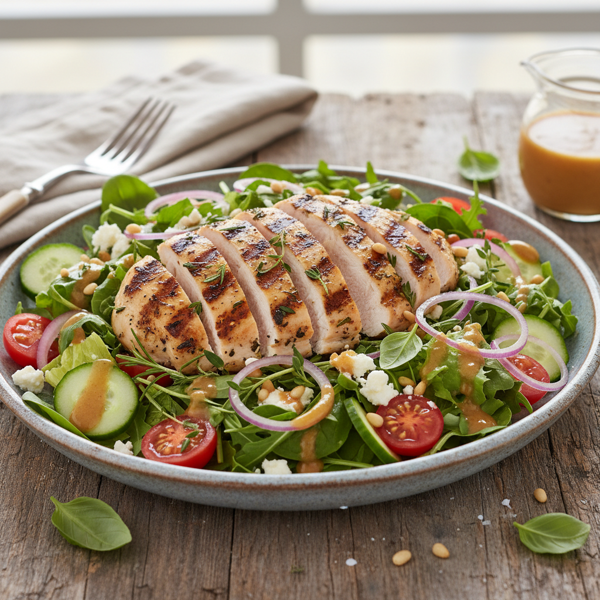 Herbed Grilled Chicken Salad with Creamy Balsamic Vinaigrette recipe
