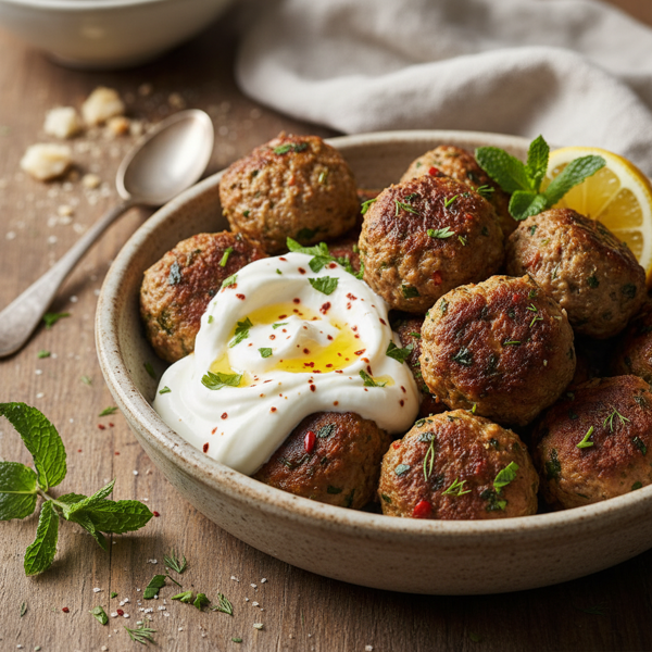 Herbed Lamb Meatballs with Yogurt Sauce recipe