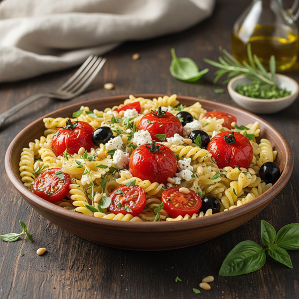 Herbed Mediterranean Pasta with Roasted Plum Tomatoes recipe
