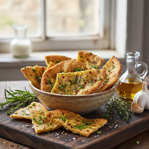 Herbed Olive Oil Pita Chips recipe