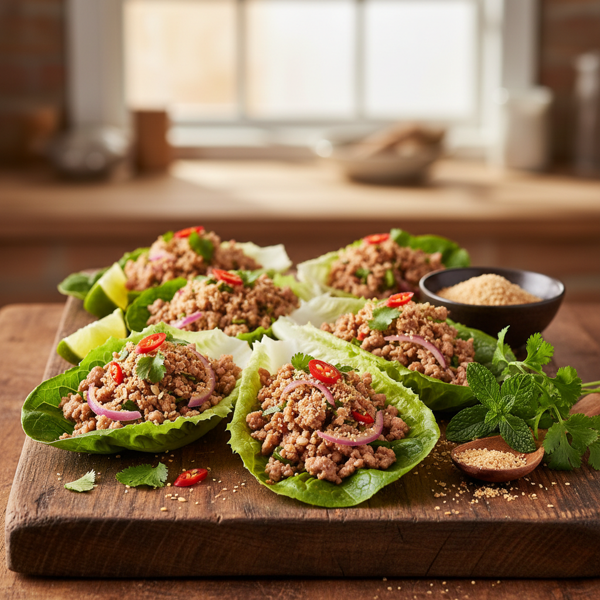 Herbed Pork Larb Lettuce Wraps recipe