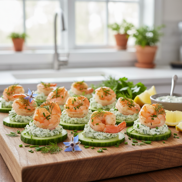 Herbed Shrimp & Cucumber Canapés recipe