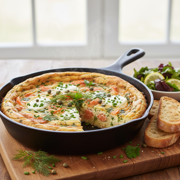 Herbed Smoked Salmon & Cream Cheese Frittata recipe