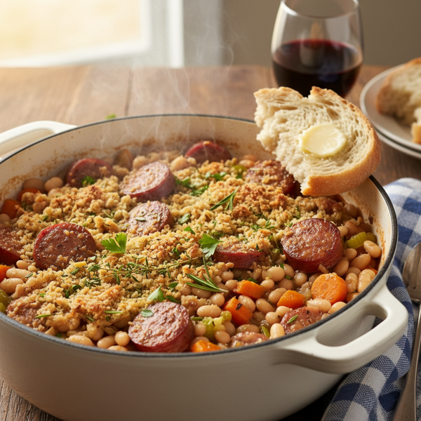 Herbed Smoked Sausage and Bean Cassoulet recipe