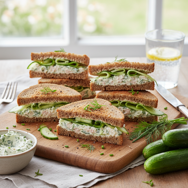 Herbed Smoked Trout & Cucumber Delight Sandwiches recipe