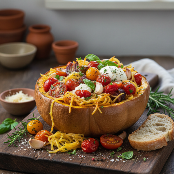 Herbed Spaghetti Squash with Rustic Tomato Medley recipe