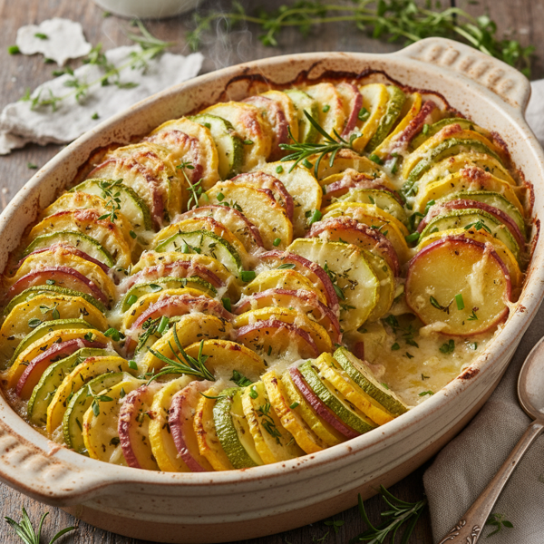 Herbed Summer Squash and Potato Gratin recipe