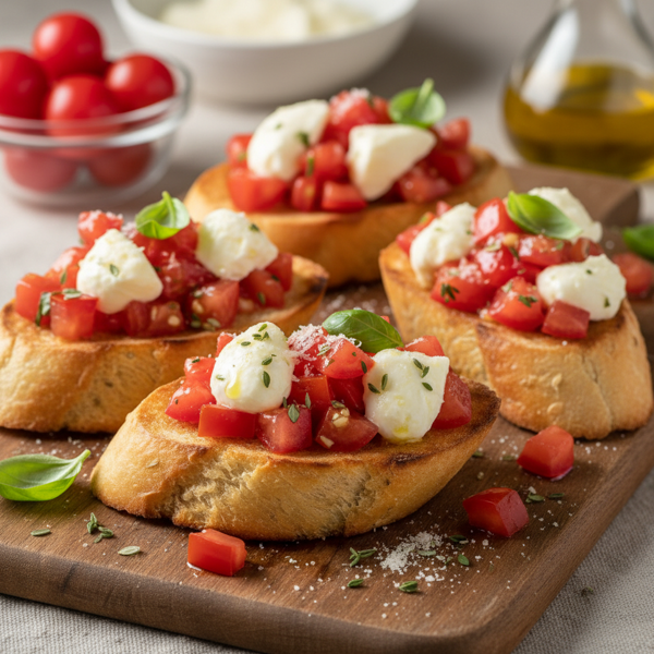 Herbed Tomato Bruschetta with Mozzarella Delight recipe