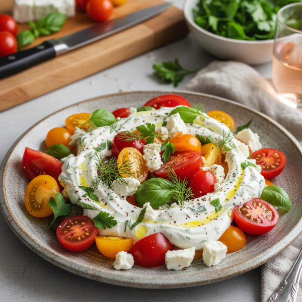 Herbed Tomato Salad with Feta and Yogurt Dressing recipe