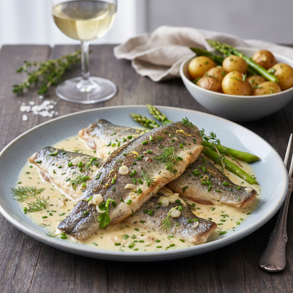 Herbed Trout Fillets in Creamy White Wine Sauce recipe