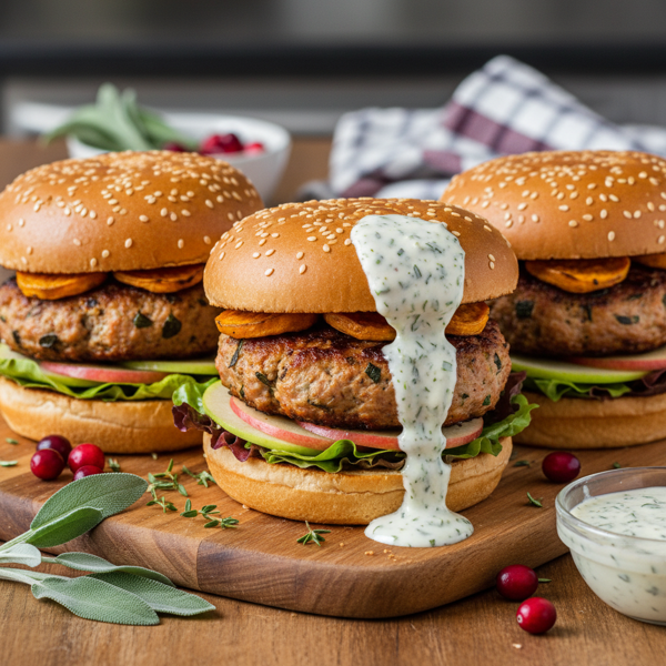 Herbed Turkey Harvest Burgers with Creamy Ranch Dressing recipe