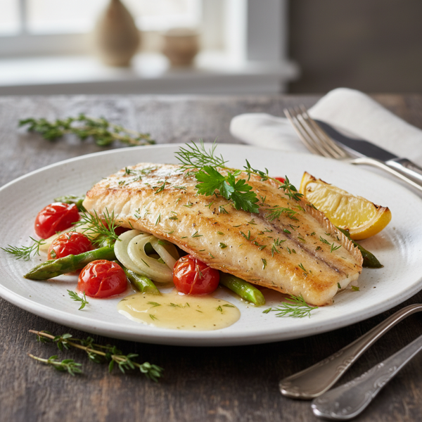 Herbed Vermouth Baked Flounder recipe