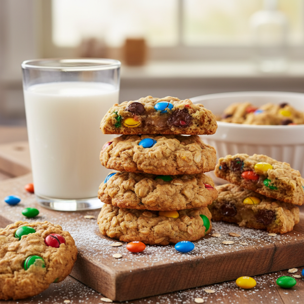 High Altitude Chewy Oatmeal M&M Cookies recipe