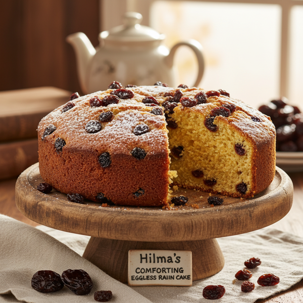 Hilma's Comforting Eggless Raisin Cake recipe