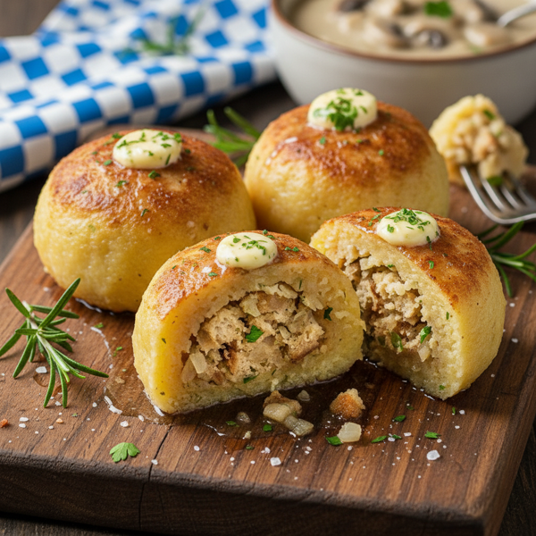 Hochland Kartoffelkloesse mit Brotfüllung (Mountain Potato Dumplings with Bread Filling) recipe