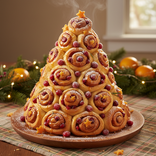 Holiday Citrus Cranberry Sweet Roll Tree recipe