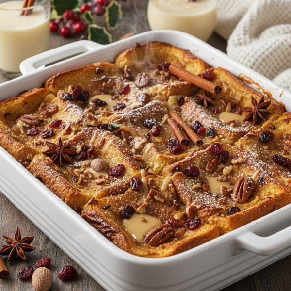 Holiday Spiced Eggnog French Toast Bake recipe
