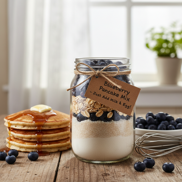 Homemade Blueberry Pancake Mix Gift Jar recipe