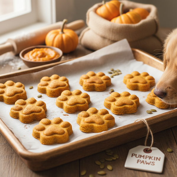 Homemade Pumpkin Paws Dog Biscuits recipe