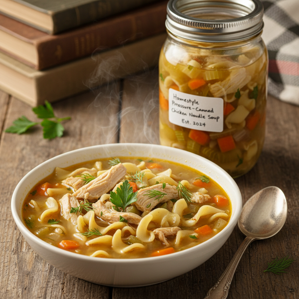 Homestyle Pressure-Canned Chicken Noodle Soup recipe