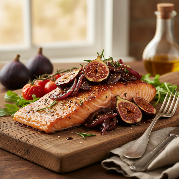 Honey-Balsamic Roasted Salmon with Fig and Onion Compote recipe