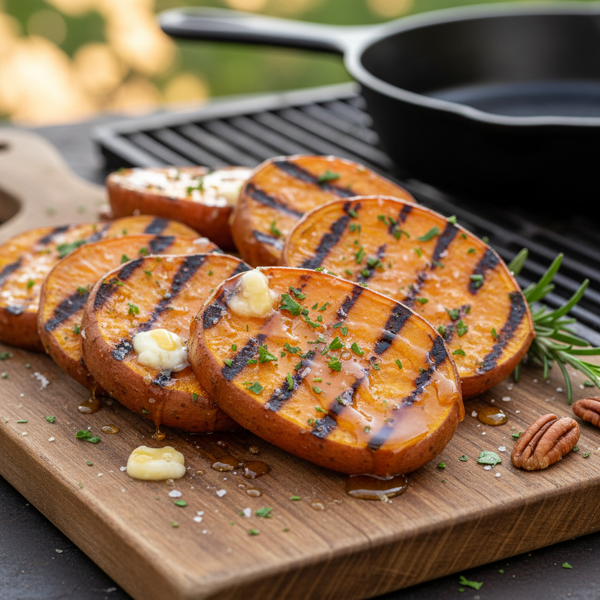 Honey-Butter Grilled Sweet Potatoes recipe