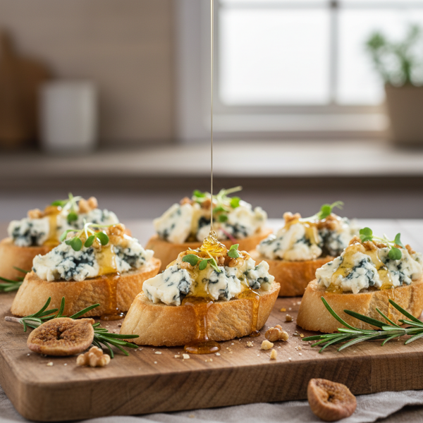 Honey-Drizzled Blue Cheese Crostini recipe