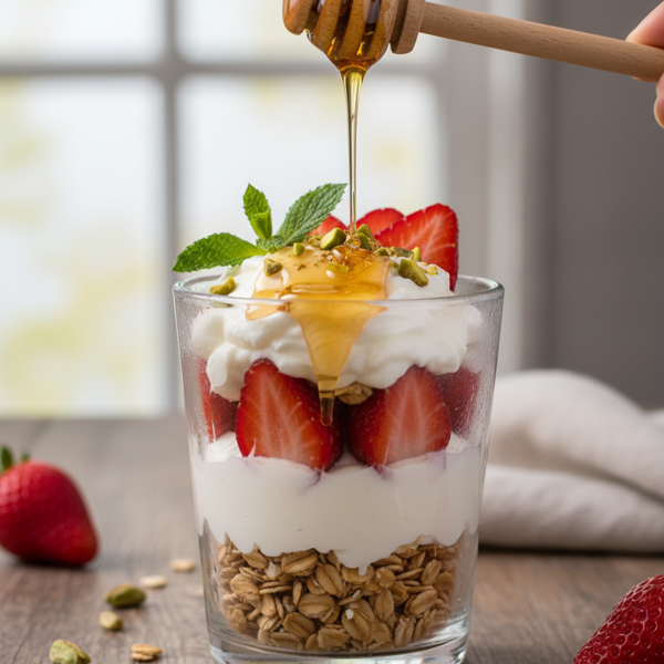 Honey-Drizzled Greek Yogurt Parfait with Fresh Strawberries recipe