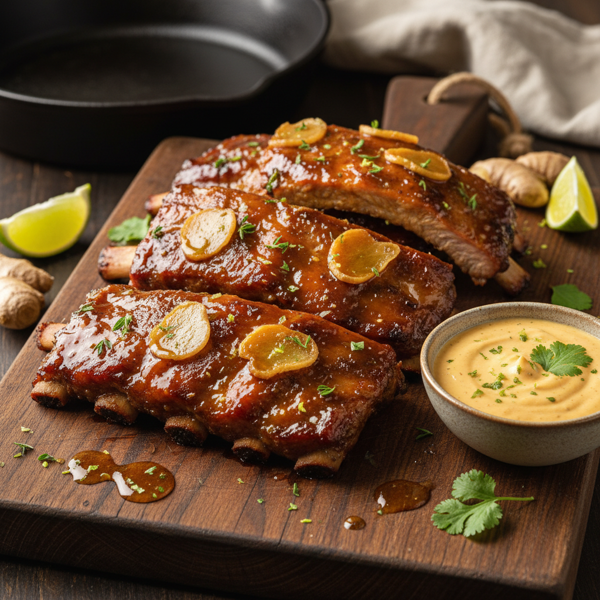 Honey-Ginger Glazed Baby Back Ribs with Zesty Dipping Sauce recipe