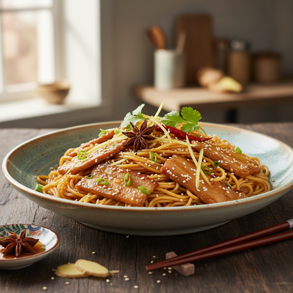 Honey-Ginger Glazed Pork Noodles recipe