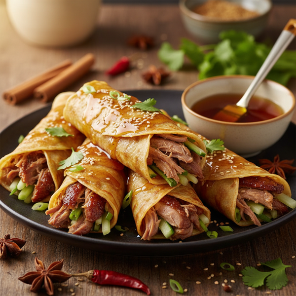 Honey-Glazed Five-Spice Duck Crepes recipe
