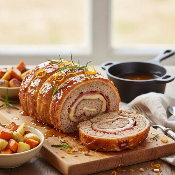 Honey-Glazed Ham and Swiss Spiral Meatloaf recipe