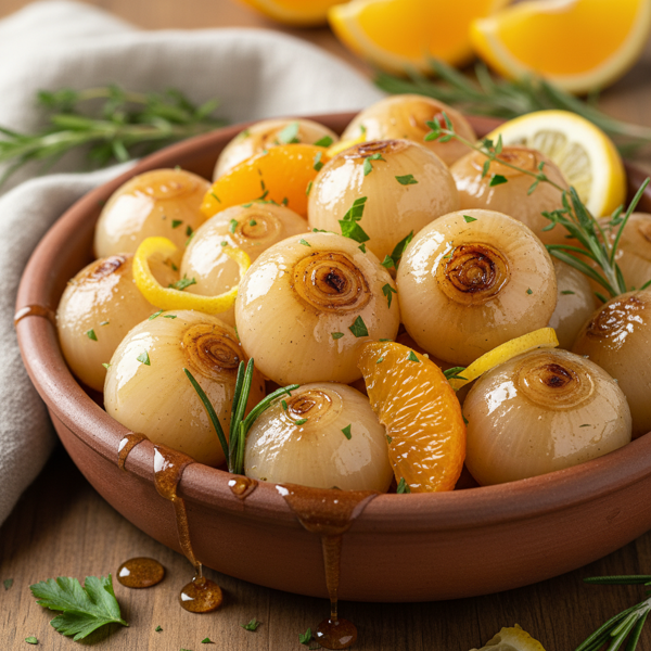 Honey-Glazed Pearl Onions with Citrus and Herbs recipe